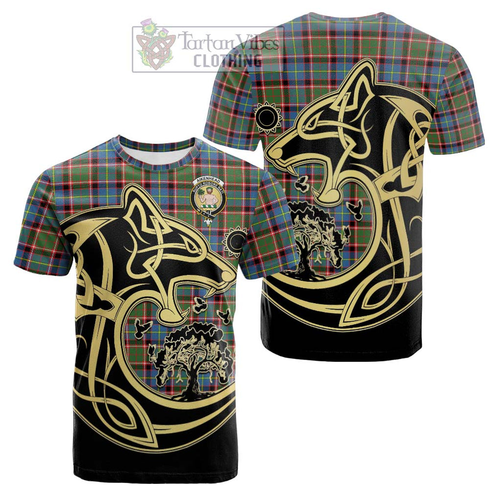 Aikenhead Tartan Cotton T-shirt with Family Crest Celtic Wolf Style Kid's Shirt - Tartan Vibes Clothing