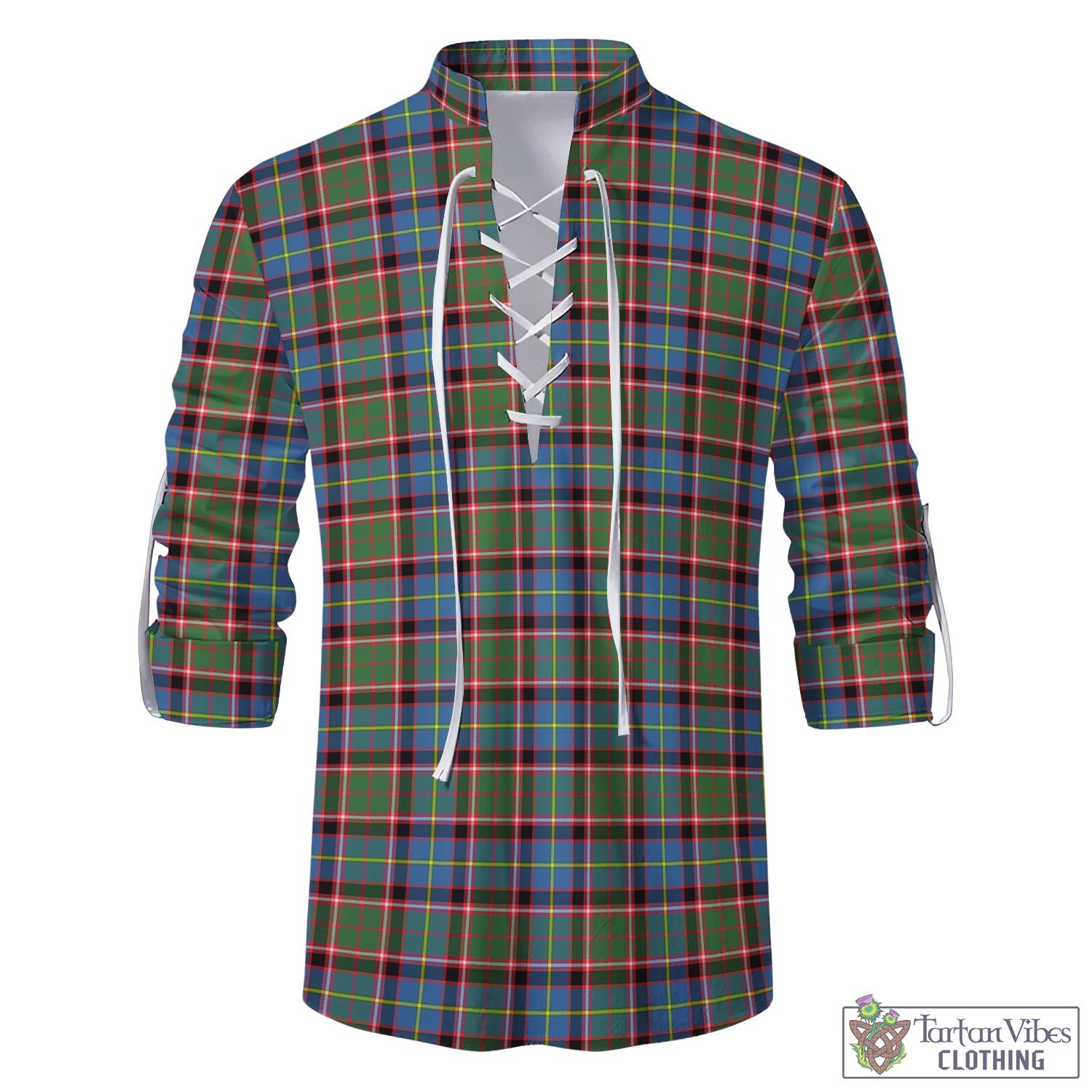 Tartan Vibes Clothing Aikenhead Tartan Men's Scottish Traditional Jacobite Ghillie Kilt Shirt