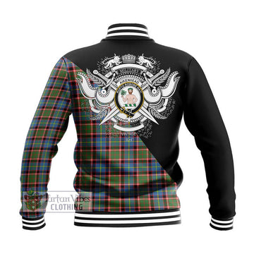 Aikenhead Tartan Baseball Jacket with Family Crest and Military Logo Style - Tartan Vibes Clothing