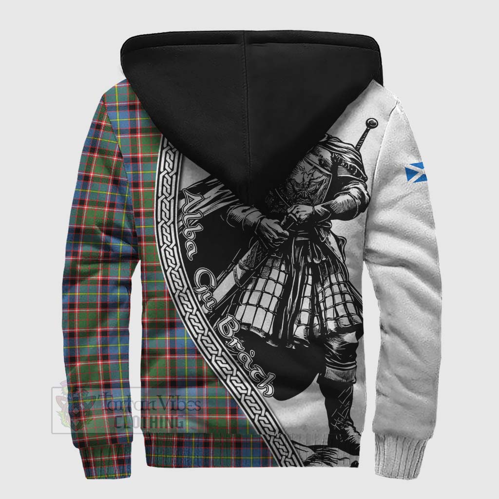Aikenhead Tartan Clan Crest Sherpa Hoodie with Highlander Warrior Celtic Style - Tartan Vibes Clothing