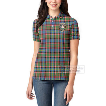Aikenhead Tartan Women's Polo Shirt with Family Crest and Bearded Skull Holding Bottles of Whiskey - Tartan Vibes Clothing