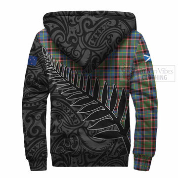 Aikenhead Crest Tartan Sherpa Hoodie with New Zealand Silver Fern Half Style - Tartan Vibes Clothing