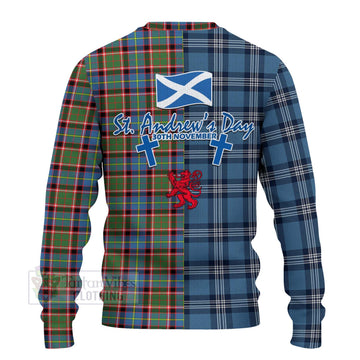 Aikenhead Tartan Knitted Sweater Happy St. Andrew's Day Half Tartan Style - Tartan Vibes Clothing