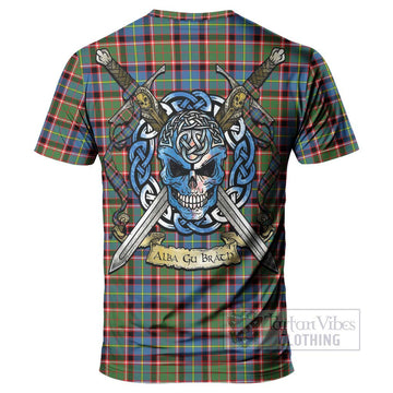 Aikenhead Tartan T-Shirt with Family Crest Celtic Skull Style - Tartan Vibes Clothing