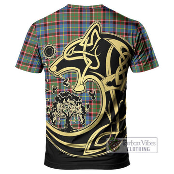 Aikenhead Tartan T-Shirt with Family Crest Celtic Wolf Style - Tartan Vibes Clothing