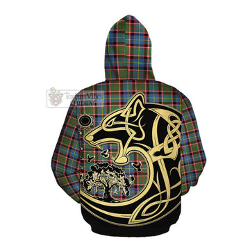 Aikenhead Tartan Cotton Hoodie with Family Crest Celtic Wolf Style Pullover Hoodie - Tartan Vibes Clothing
