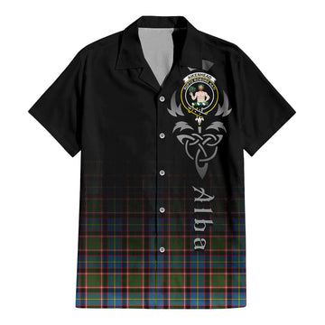 Aikenhead Tartan Short Sleeve Button Up Featuring Alba Gu Brath Family Crest Celtic Inspired
