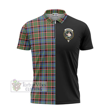 Aikenhead Tartan Zipper Polo Shirt with Family Crest and Half Of Me Style - Tartan Vibes Clothing