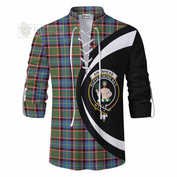 Aikenhead Tartan Ghillie Kilt Shirt with Family Crest Circle Style - Tartan Vibes Clothing