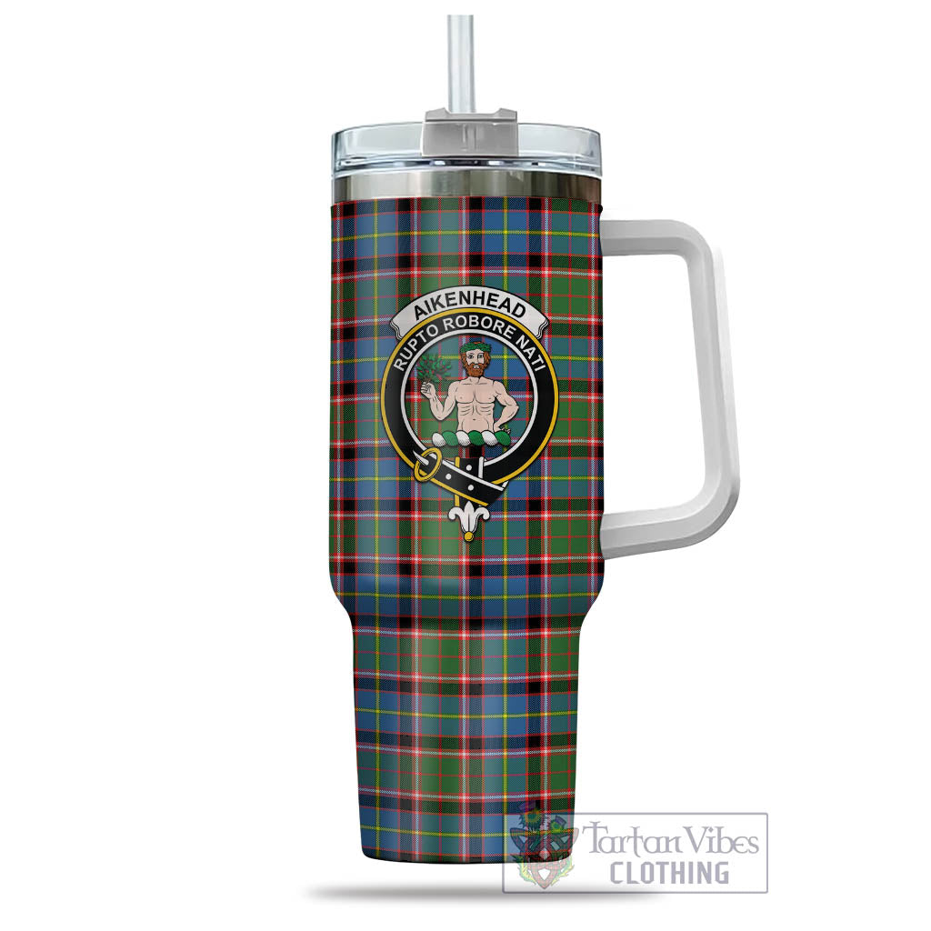 Tartan Vibes Clothing Aikenhead Tartan and Family Crest Tumbler with Handle