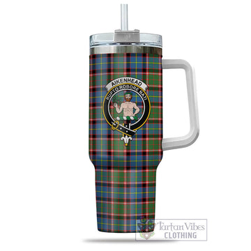 Tartan Vibes Clothing Aikenhead Tartan and Family Crest Tumbler with Handle