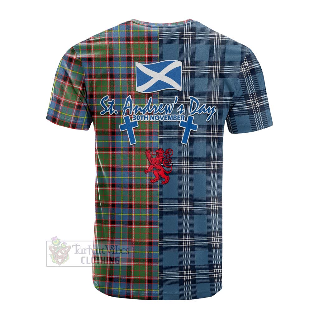Aikenhead Tartan Cotton T-shirt Happy St. Andrew's Day Half Tartan Style - Tartan Vibes Clothing