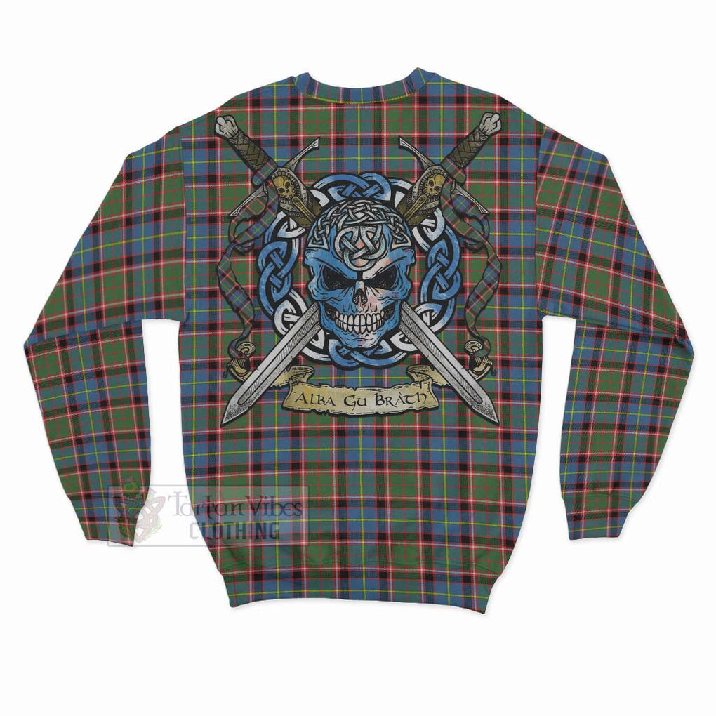 Aikenhead Tartan Sweatshirt with Family Crest Celtic Skull Style - Tartan Vibes Clothing
