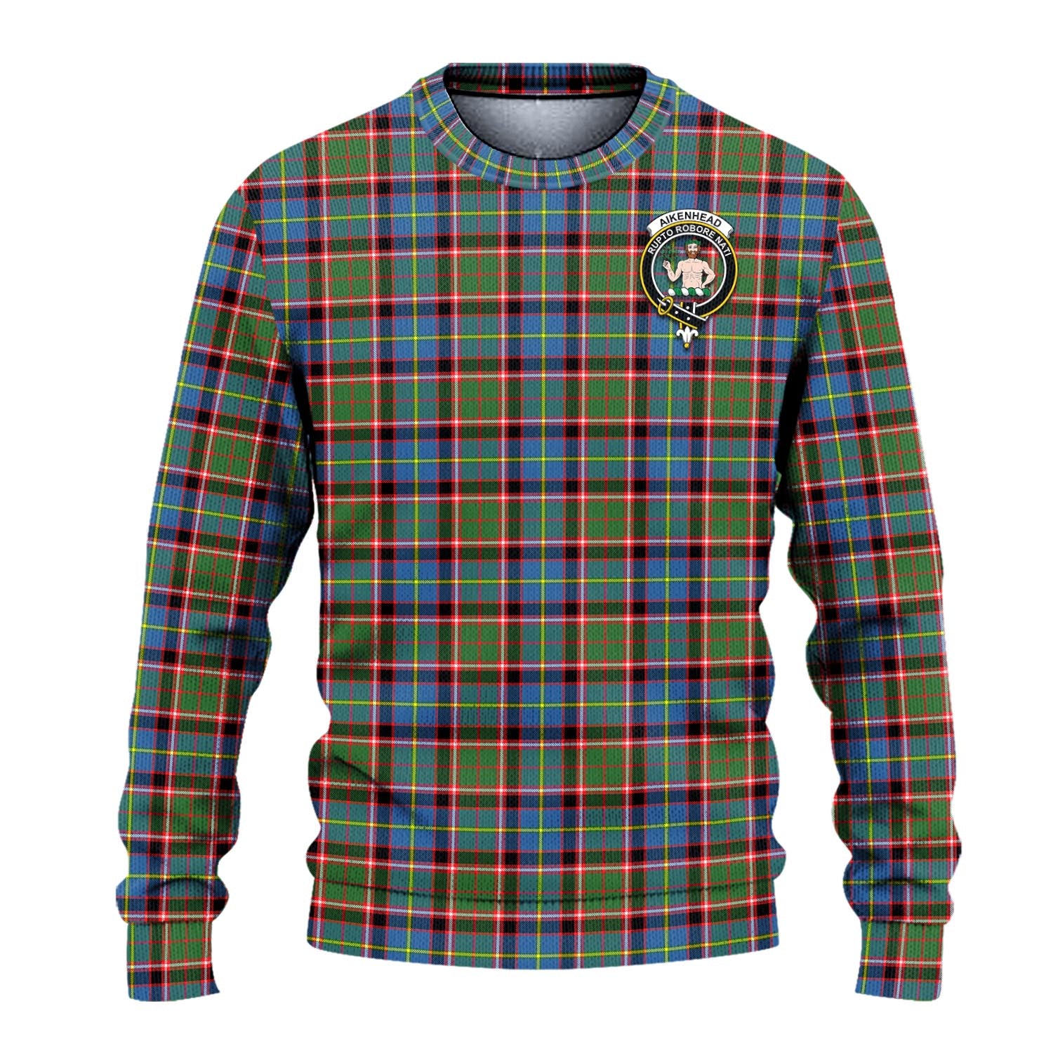 Aikenhead Tartan Knitted Sweater with Family Crest - Tartanvibesclothing