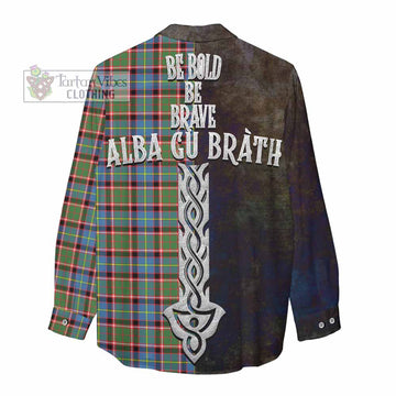 Aikenhead Tartan Family Crest Women's Casual Shirt Alba Gu Brath Be Brave Lion Ancient Style