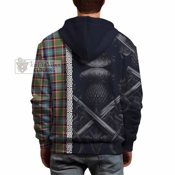 Aikenhead Tartan Hoodie with Family Crest Cross Sword Thistle Celtic Vibes - Tartan Vibes Clothing