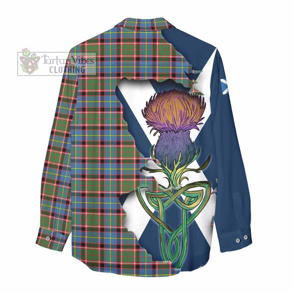 Tartan Vibes Clothing Aikenhead Tartan Family Crest Women's Casual Shirt Scottish Thistle Celtic Inspired