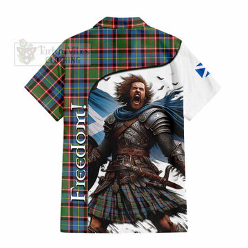 Tartan Vibes Clothing Aikenhead Crest Tartan Short Sleeve Button Shirt Inspired by the Freedom of Scottish Warrior