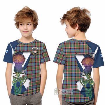 Tartan Vibes Clothing Aikenhead Tartan Family Crest Kid T-Shirt Scottish Thistle Celtic Inspired