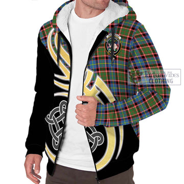 Aikenhead Tartan Sherpa Hoodie with Family Crest and Celtic Symbol Style - Tartan Vibes Clothing
