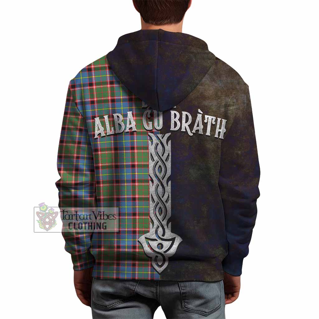 Tartan Vibes Clothing Aikenhead Tartan Family Crest Hoodie Alba Gu Brath Be Brave Lion Ancient Style