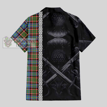 Aikenhead Tartan Hawaiian Shirt with Family Crest Cross Sword Thistle Celtic Vibes - Tartan Vibes Clothing