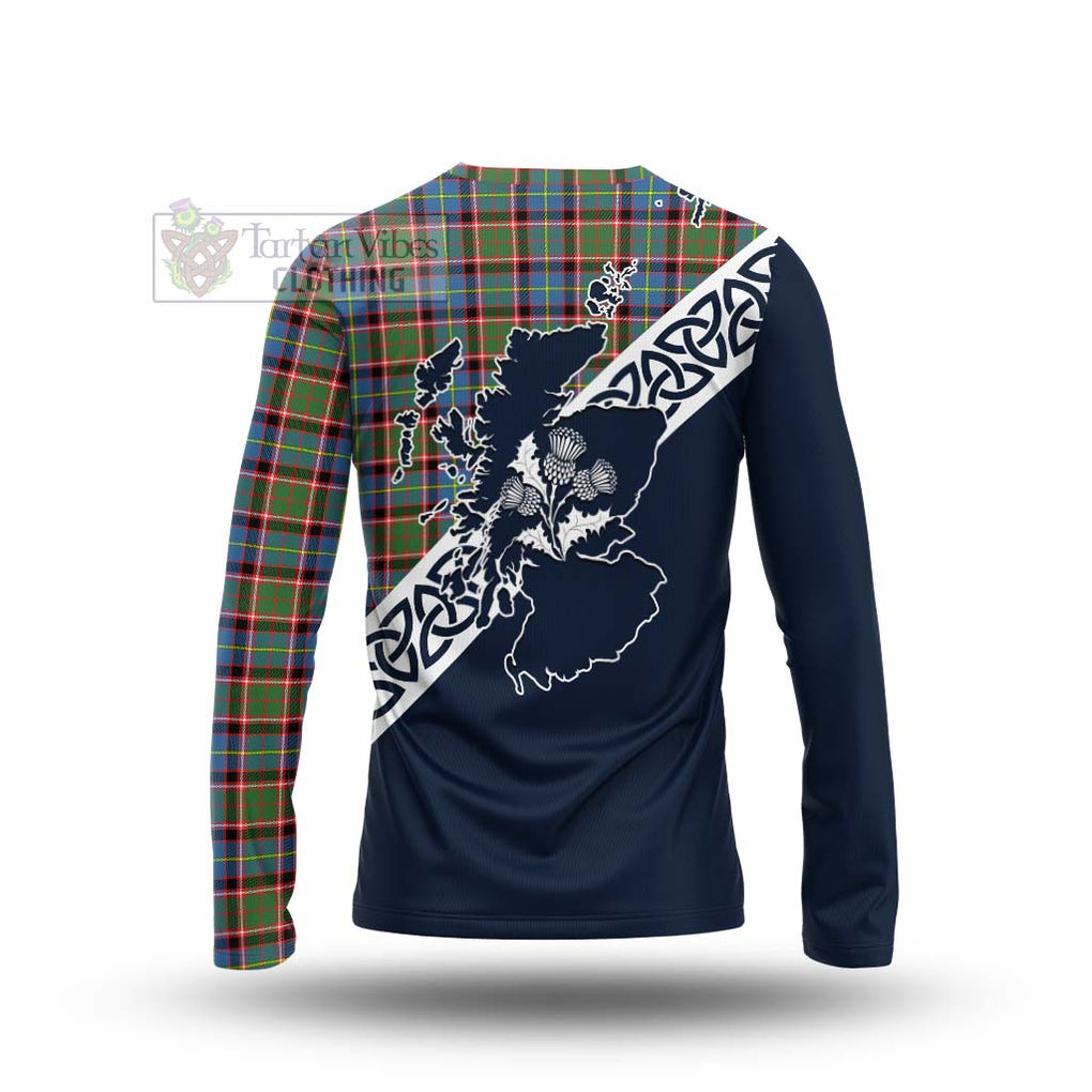 Aikenhead Tartan Long Sleeve T-Shirt Featuring Thistle and Scotland Map - Tartan Vibes Clothing