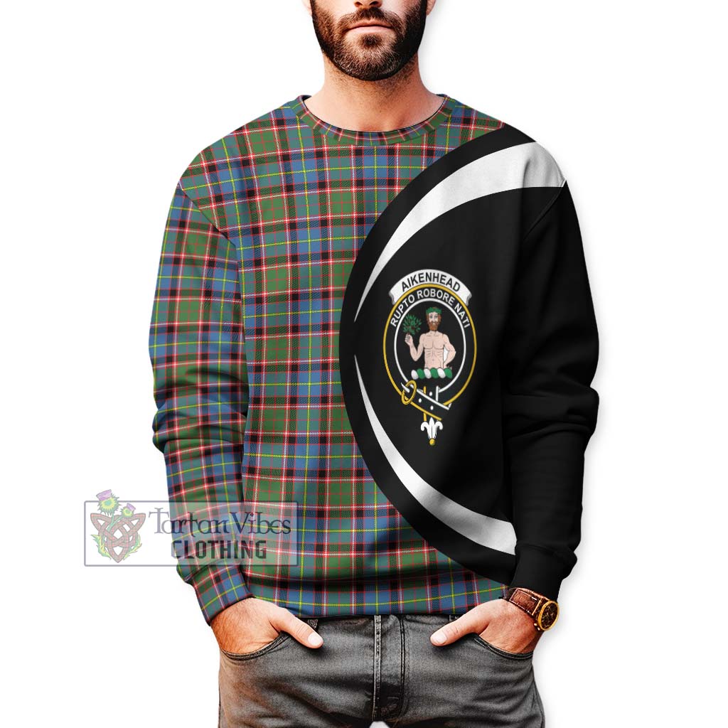 Aikenhead Tartan Sweatshirt with Family Crest Circle Style - Tartan Vibes Clothing