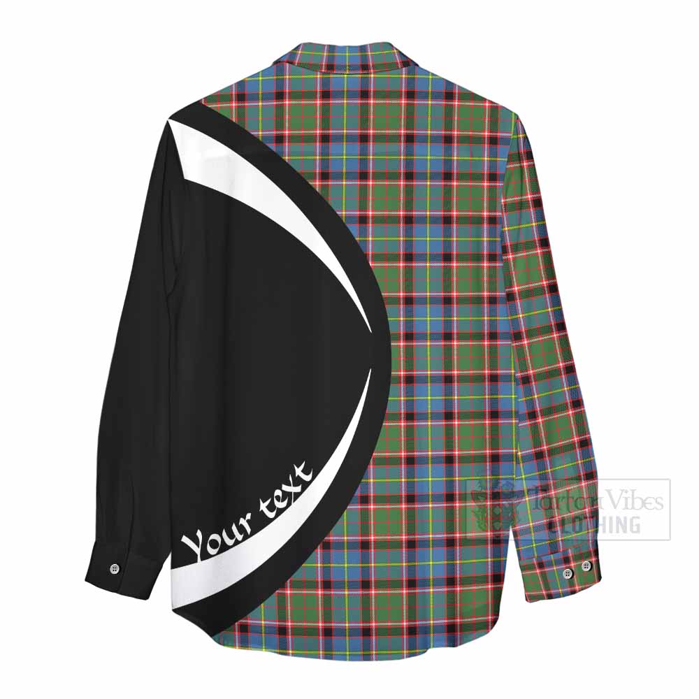 Aikenhead Tartan Women's Casual Shirt with Family Crest Circle Style - Tartan Vibes Clothing