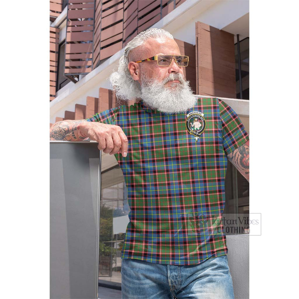 Aikenhead Tartan Cotton T-shirt with Family Crest Celtic Skull Style - Tartan Vibes Clothing