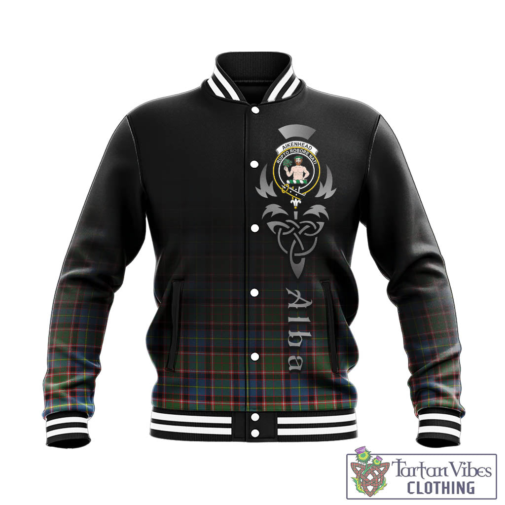 Tartan Vibes Clothing Aikenhead Tartan Baseball Jacket Featuring Alba Gu Brath Family Crest Celtic Inspired