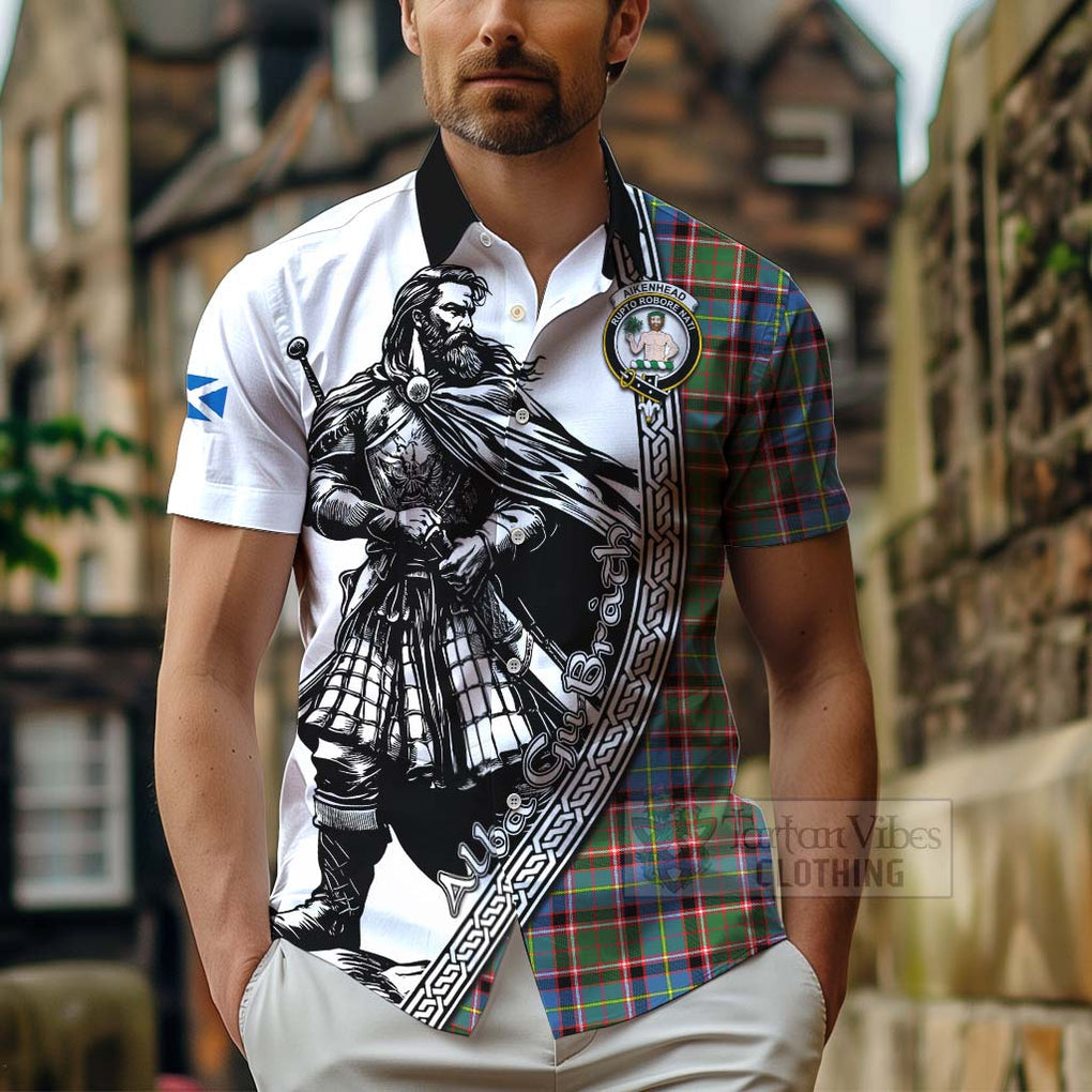 Aikenhead Tartan Clan Crest Hawaiian Shirt with Highlander Warrior Celtic Style - Tartan Vibes Clothing
