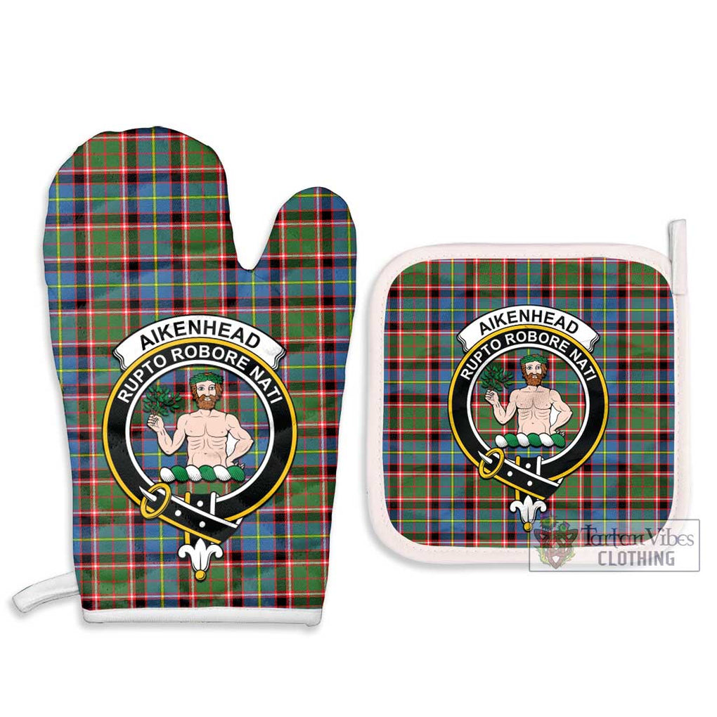 Aikenhead Tartan Combo Oven Mitt & Pot-Holder with Family Crest Combo 1 Oven Mitt & 2 Pot-Holder White - Tartan Vibes Clothing