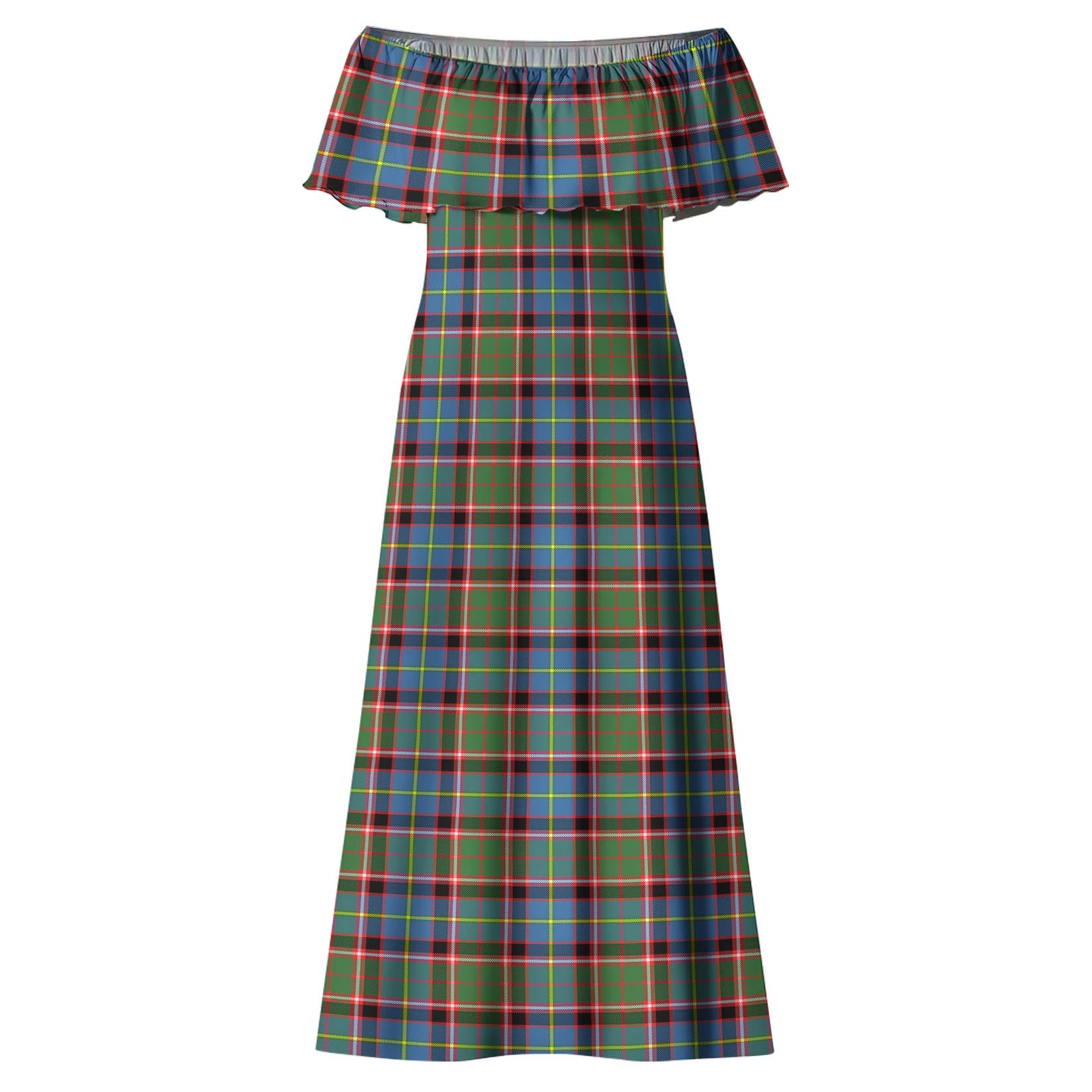 Aikenhead Tartan Off Shoulder Long Dress - Tartanvibesclothing