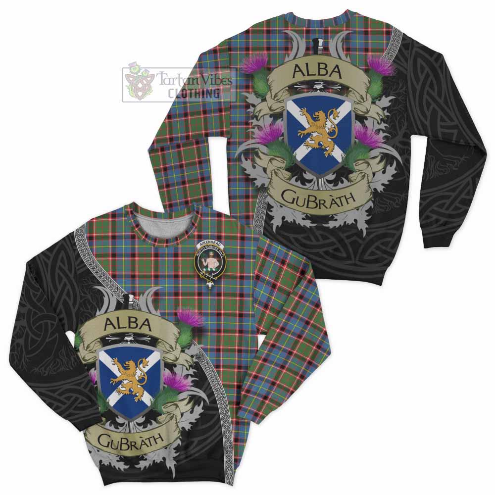 Aikenhead Tartan Family Crest Sweatshirt Lion Rampant Royal Thistle Shield Celtic Inspired - Tartan Vibes Clothing