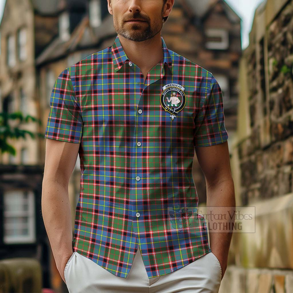 Aikenhead Tartan Hawaiian Shirt with Family Crest Celtic Skull Style - Tartan Vibes Clothing