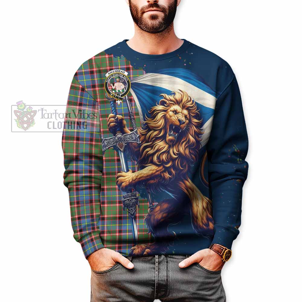 Aikenhead Tartan Family Crest Sweatshirt with Scottish Majestic Lion - Tartan Vibes Clothing