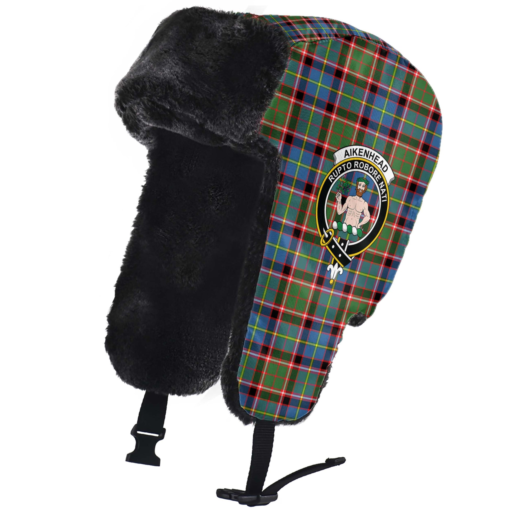 Aikenhead Tartan Winter Trapper Hat with Family Crest - Tartanvibesclothing