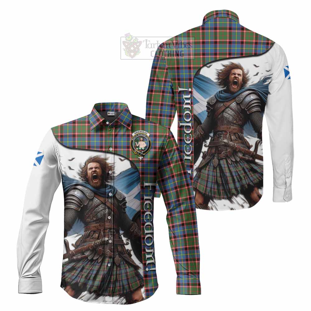 Aikenhead Crest Tartan Long Sleeve Button Shirt Inspired by the Freedom of Scottish Warrior - Tartan Vibes Clothing