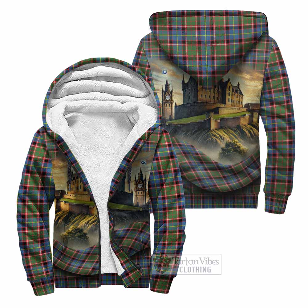 Aikenhead Tartan Family Crest Sherpa Hoodie with Scottish Ancient Castle Style Unisex - Tartan Vibes Clothing