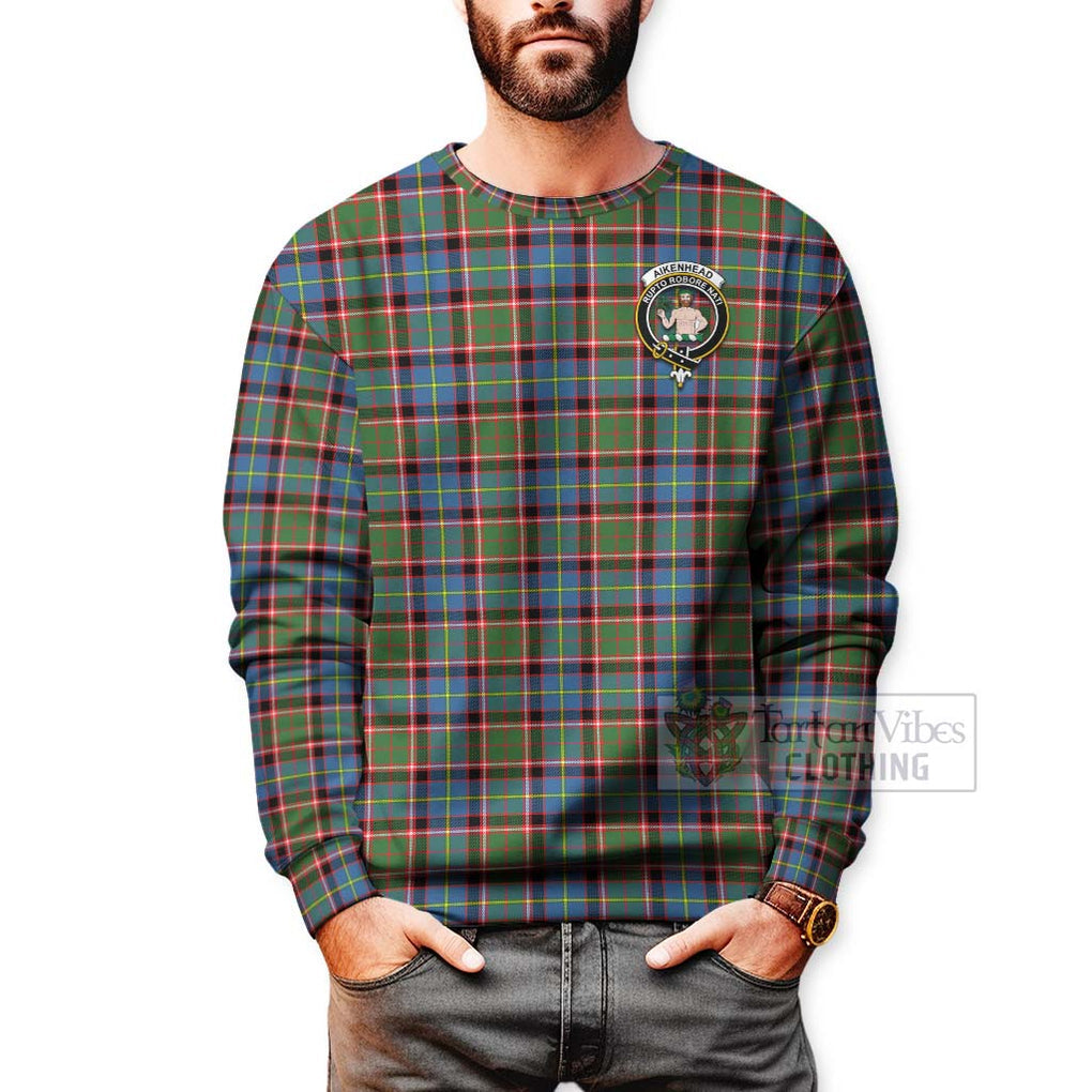 Aikenhead Tartan Sweatshirt with Family Crest Celtic Skull Style - Tartan Vibes Clothing