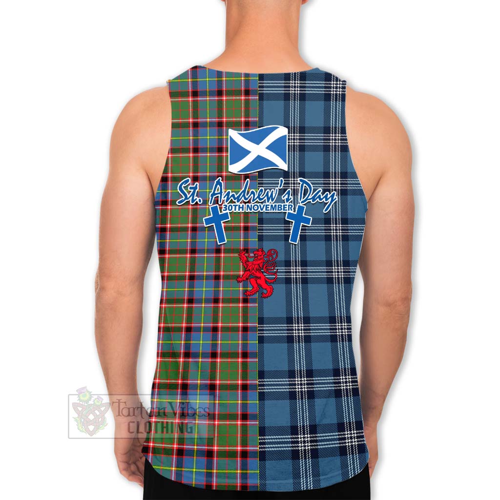 Aikenhead Tartan Men's Tank Top Happy St. Andrew's Day Half Tartan Style - Tartan Vibes Clothing