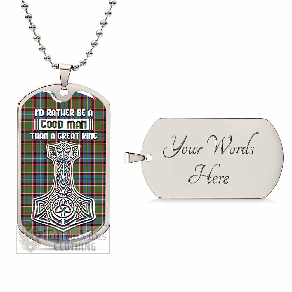 Aikenhead Tartan Dog Tag Necklace Viking Mjolnir Style Silver Yes - Tartan Vibes Clothing