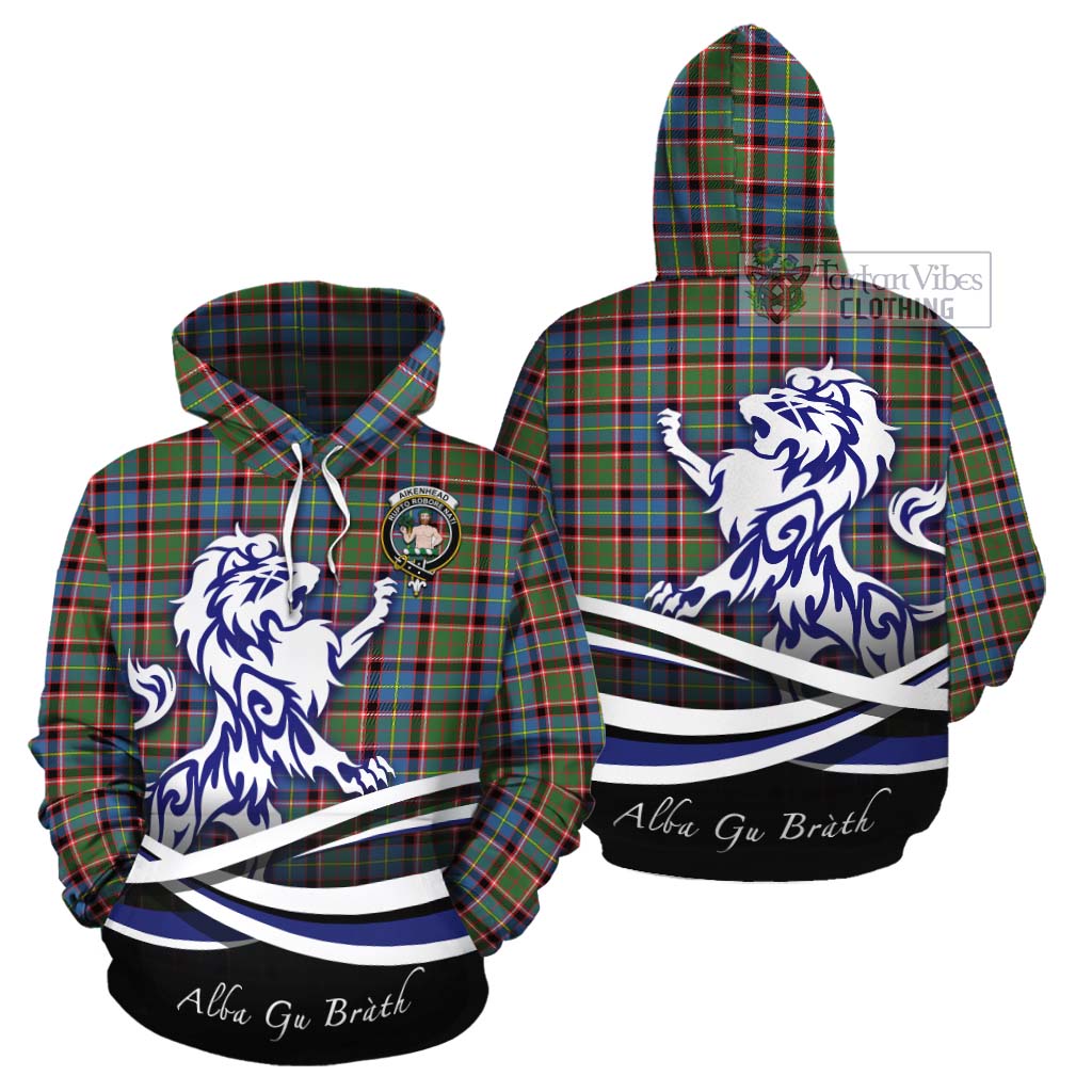 Aikenhead Tartan Cotton Hoodie with Alba Gu Brath Regal Lion Emblem Zip Hoodie - Tartan Vibes Clothing