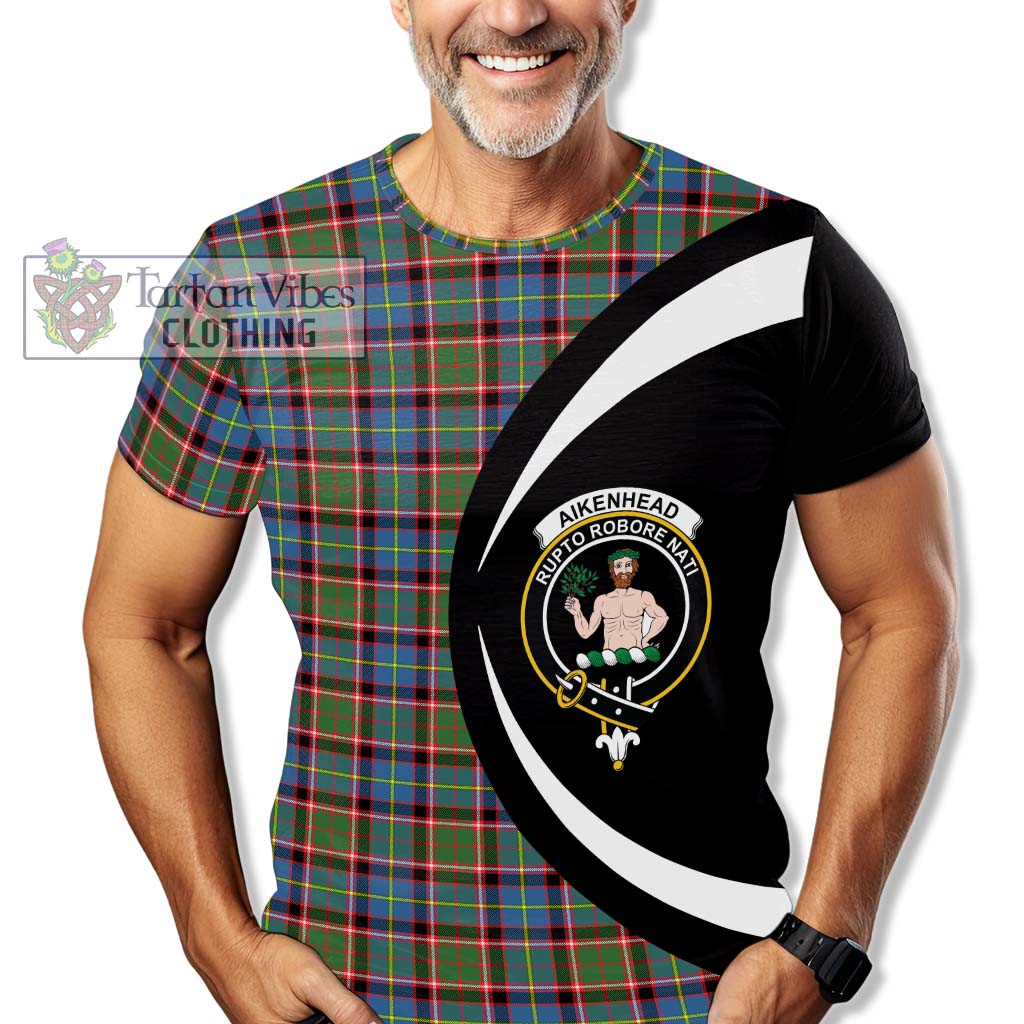 Aikenhead Tartan T-Shirt with Family Crest Circle Style - Tartan Vibes Clothing