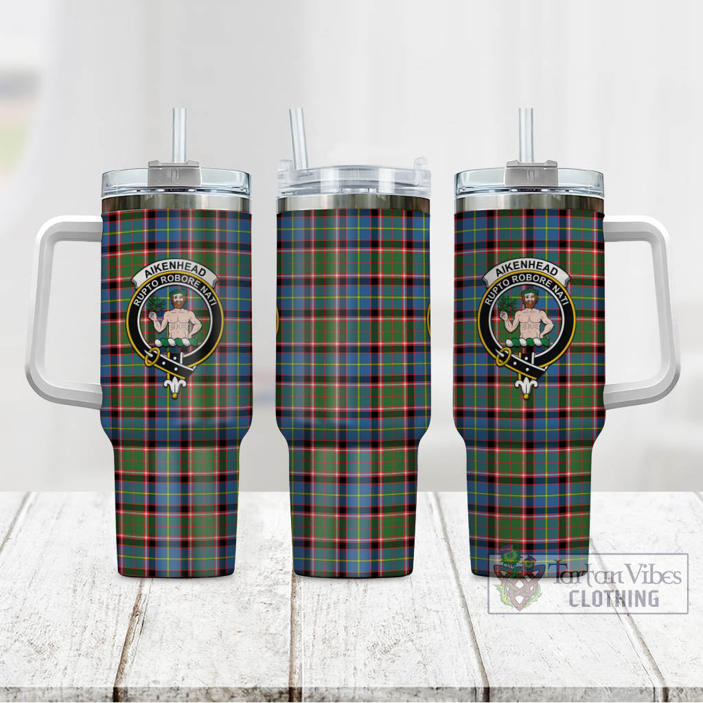 Tartan Vibes Clothing Aikenhead Tartan and Family Crest Tumbler with Handle