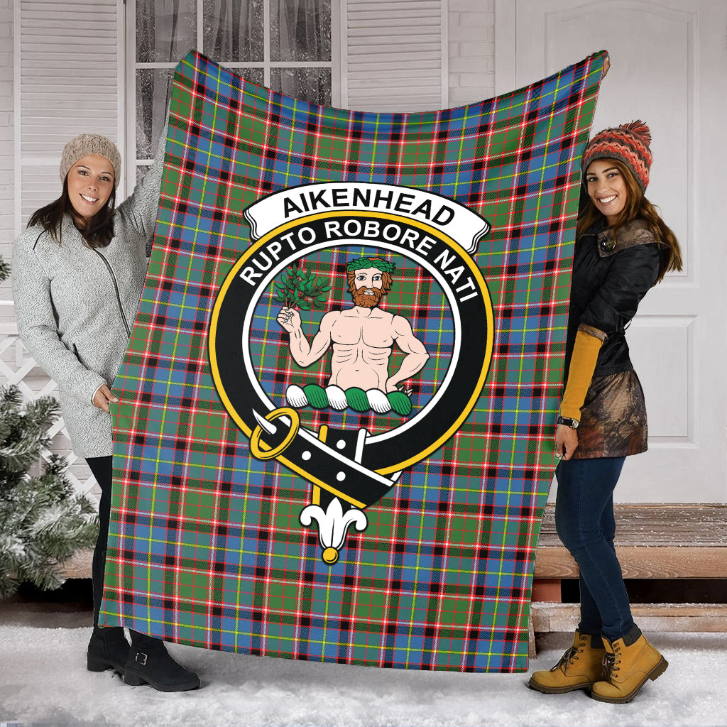 Aikenhead Tartan Blanket with Family Crest - Tartanvibesclothing