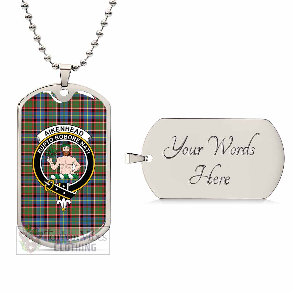 Tartan Vibes Clothing Aikenhead Tartan Dog Tag Necklace with Family Crest