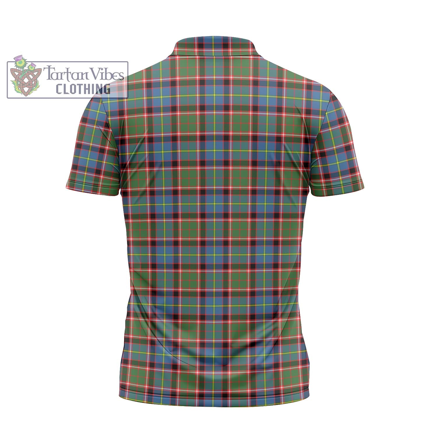 Tartan Vibes Clothing Aikenhead Tartan Zipper Polo Shirt with Family Crest
