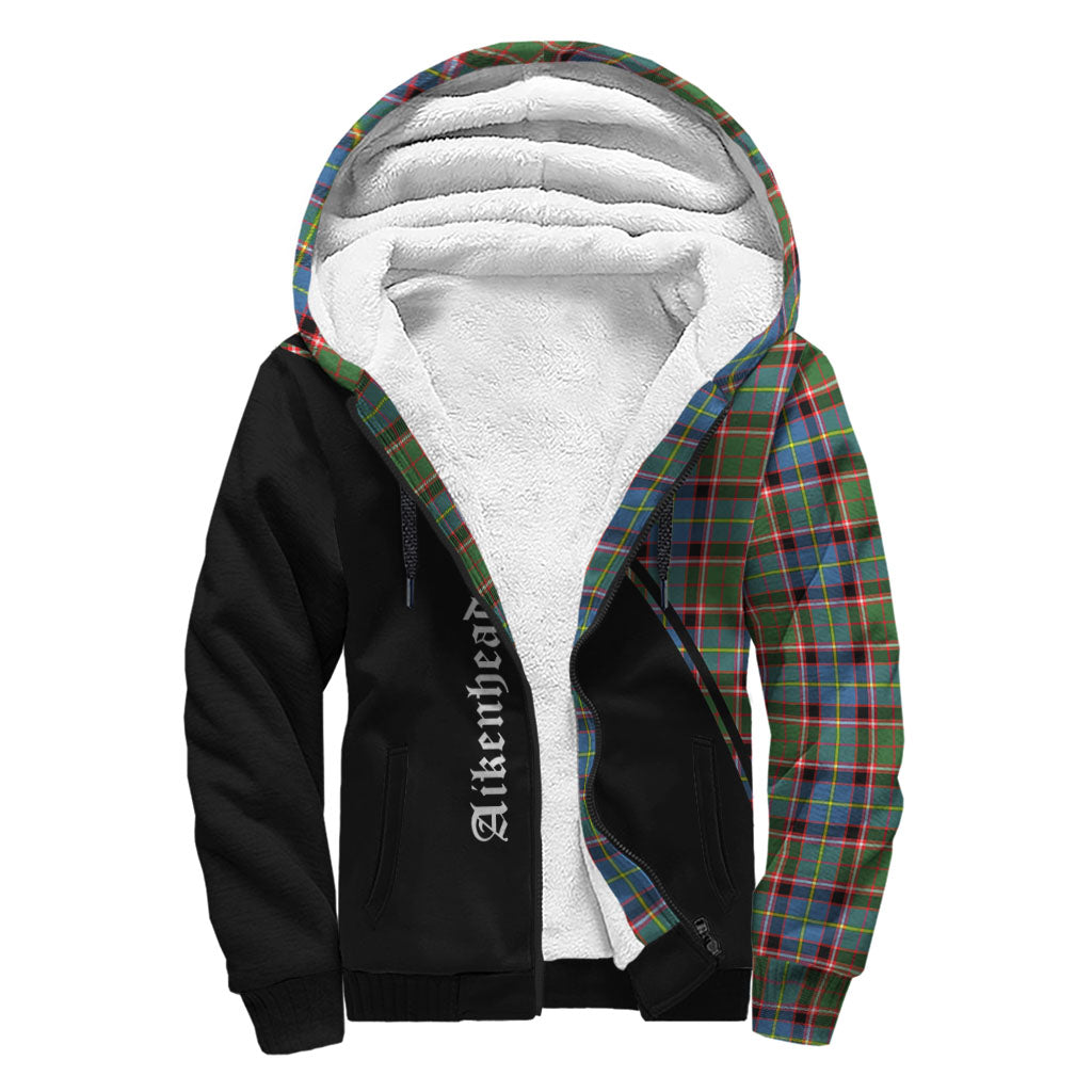 Aikenhead Tartan Sherpa Hoodie with Family Crest Curve Style - Tartanvibesclothing